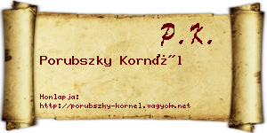 Porubszky Kornél névjegykártya